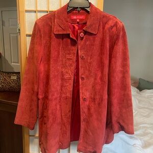 Anne Klein Red Suede Trench Coat (100% leather)